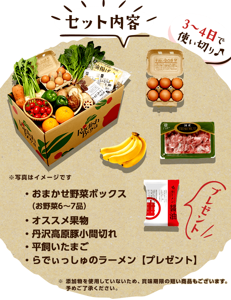 3~4日で使い切り♪セット内容