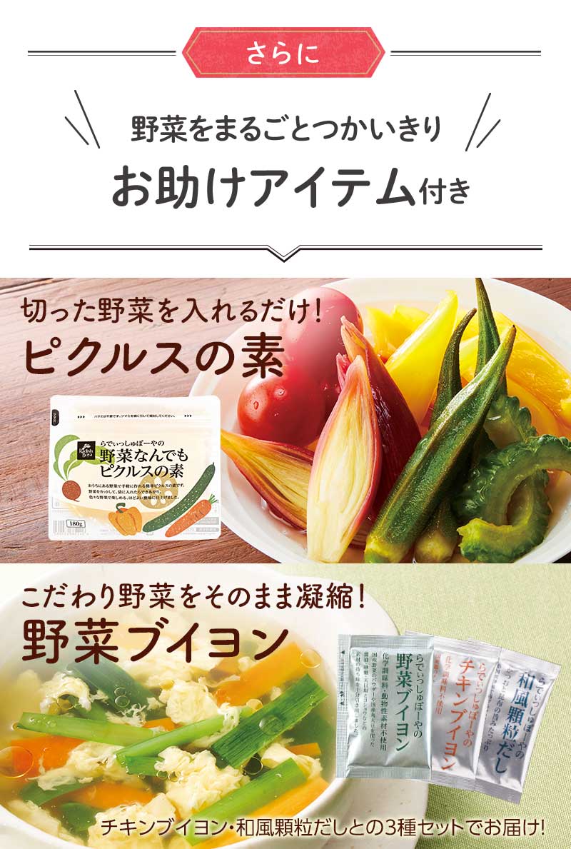 野菜をまるごとつかいきりお助けアイテム付き