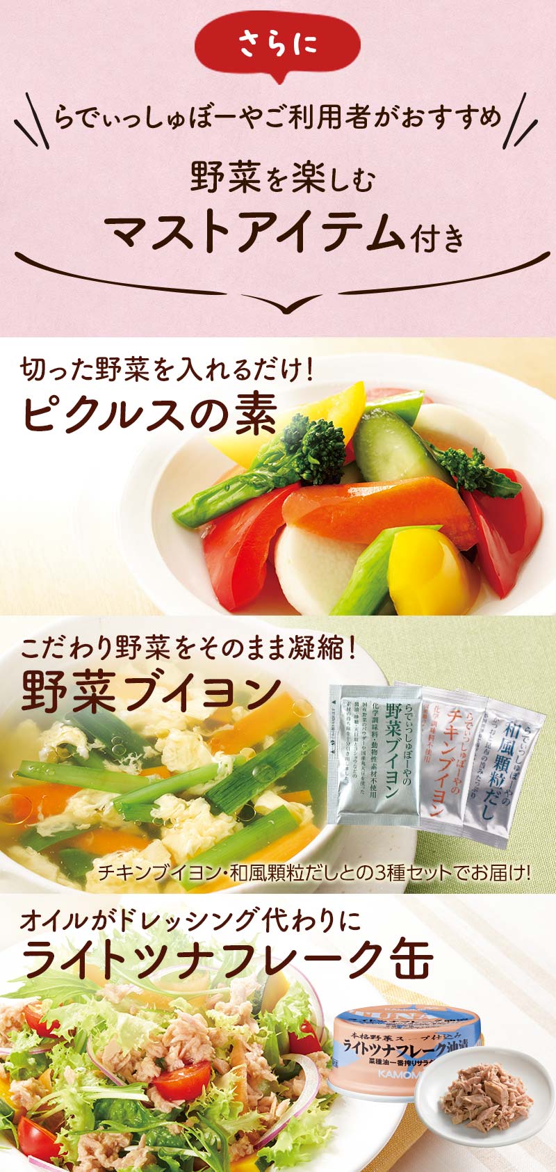 らでぃっしゅぼーや会員様がおすすめ野菜を楽しむマストアイテム付き