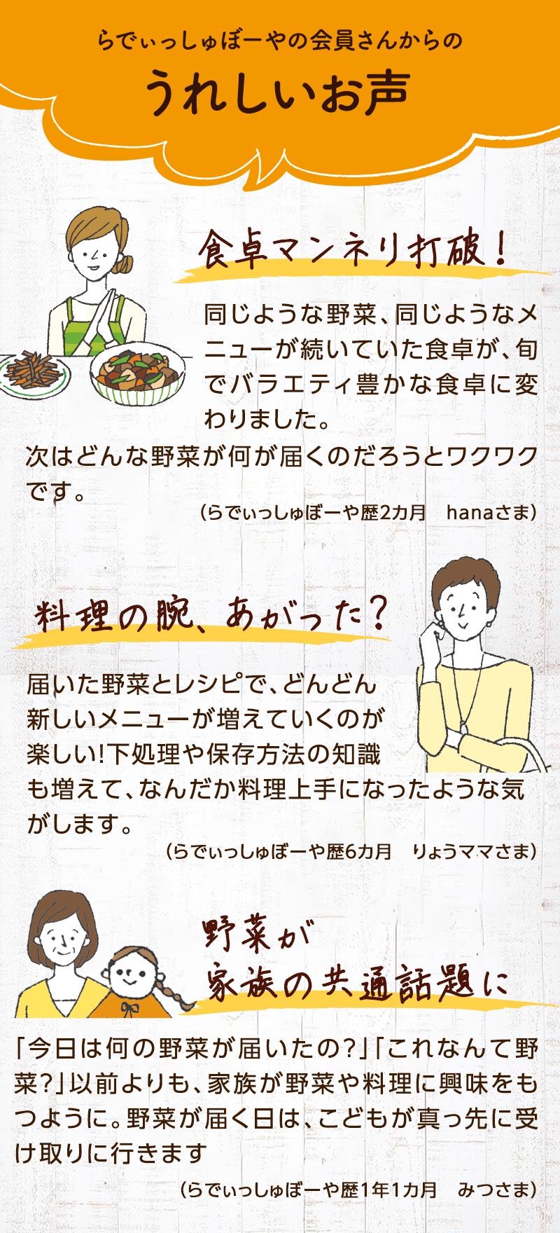 らでぃっしゅぼーやの会員さんからのうれしいお声