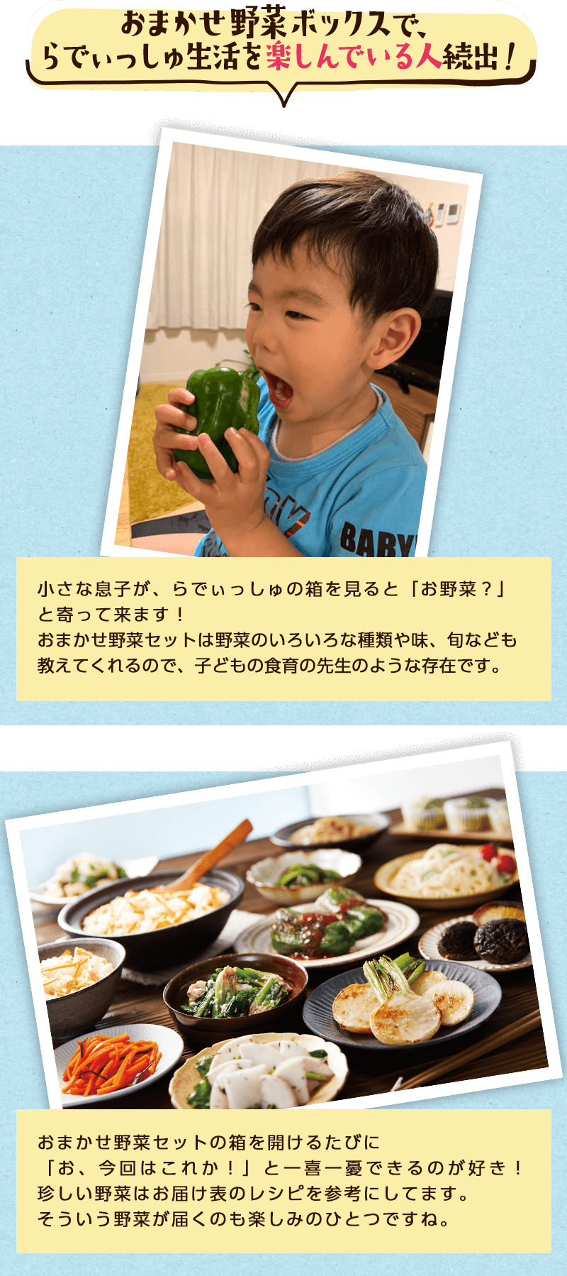 おまかせ野菜ボックスで、らでぃっしゅ生活を楽しんでいる人続出!