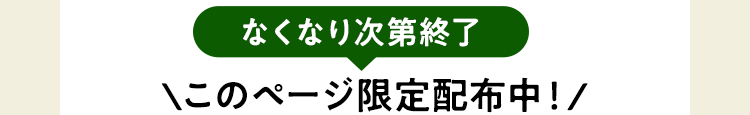 なくなり次第終了 このページ限定配布中！