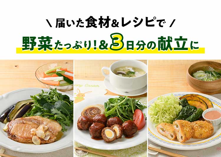 おやさい献立セットとは3日分の食材とレシピが届きます