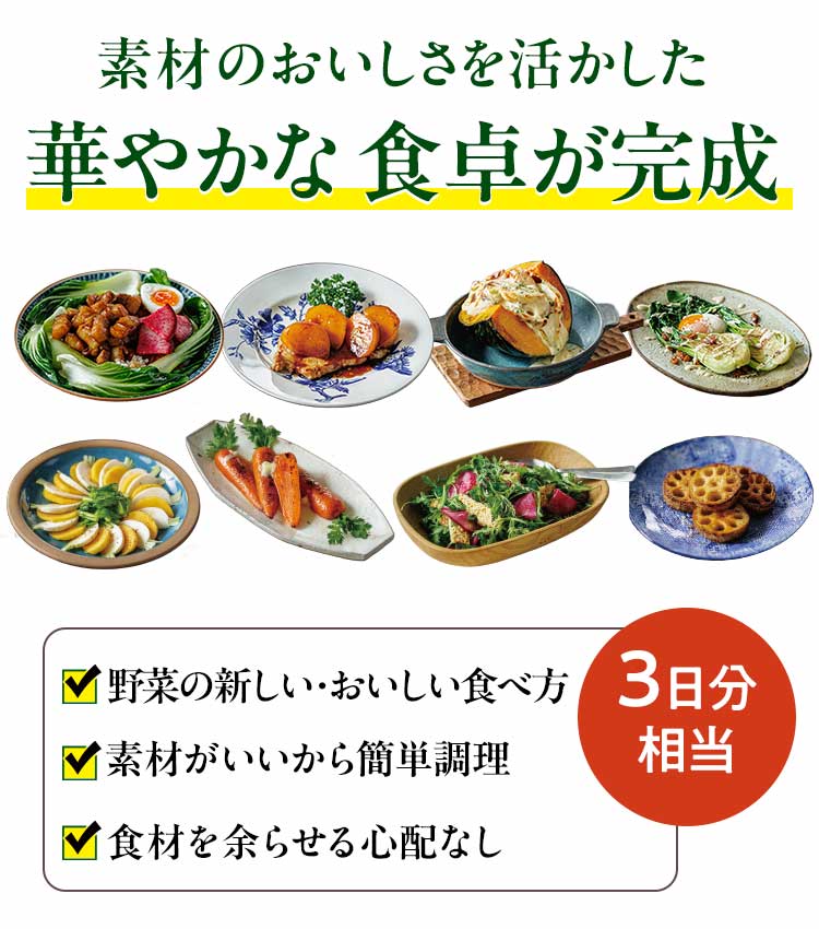 献立悩まず、野菜たっぷりのメニューに
