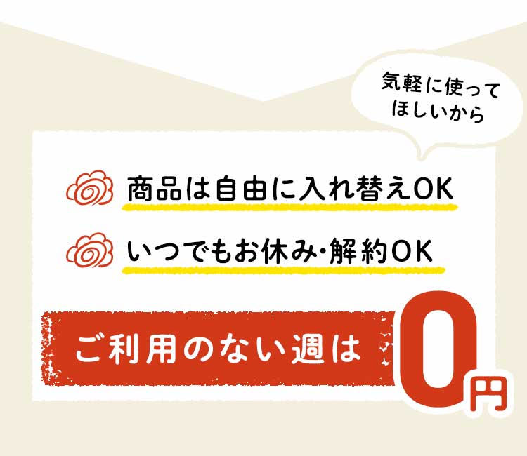 気軽に使ってほしいからご利用のない週は0円