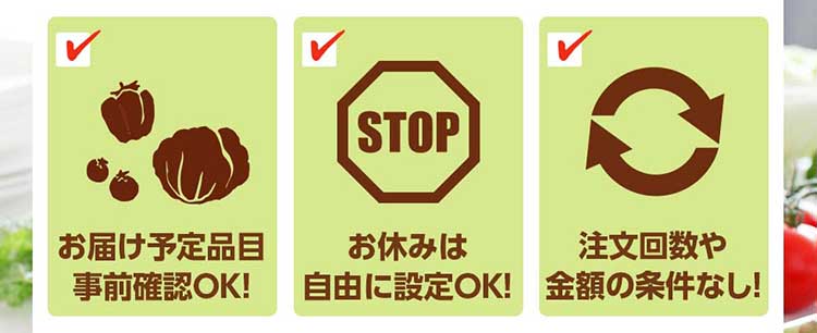 おやすみは自由に設定OK！注文回数や金額の条件なし！