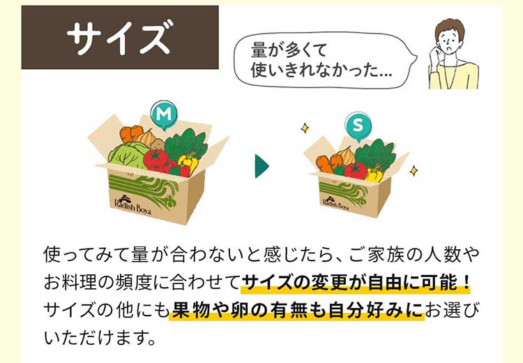 サイズ ご家族の人数やお料理の頻度に合わせて自分好みにお選びいただけます。