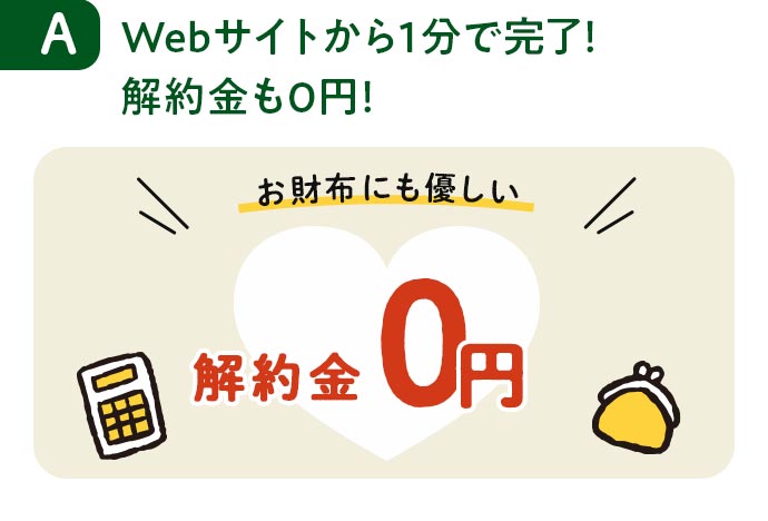 Webサイトから1分で完了!