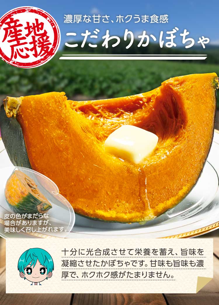 濃厚な甘さ、ホクうま食感こだわりかぼちゃ
