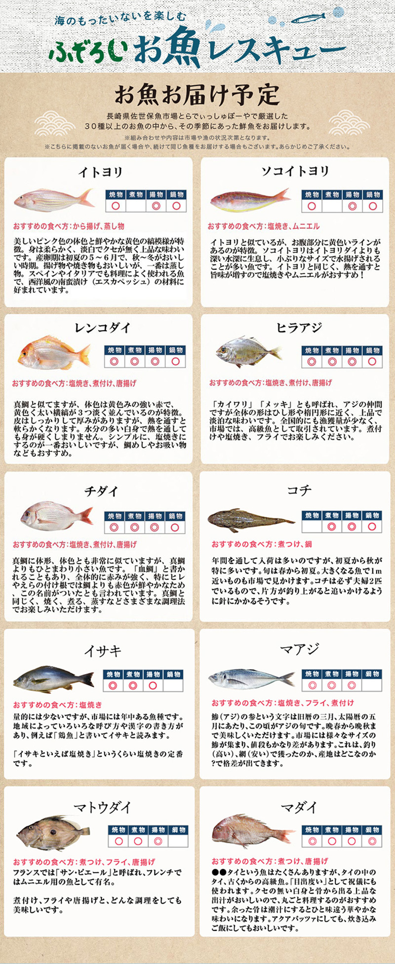 お魚お届け予定