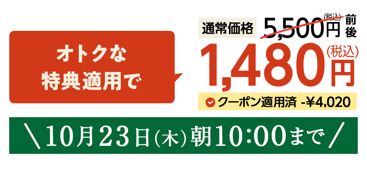 1,980円（税込）　期間限定10/23(木)10:00まで