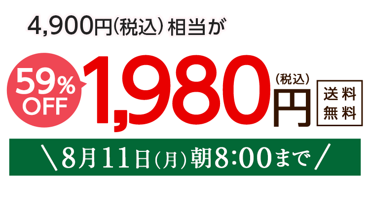 1,980円（税込）　期間限定8/11(月)8:00まで