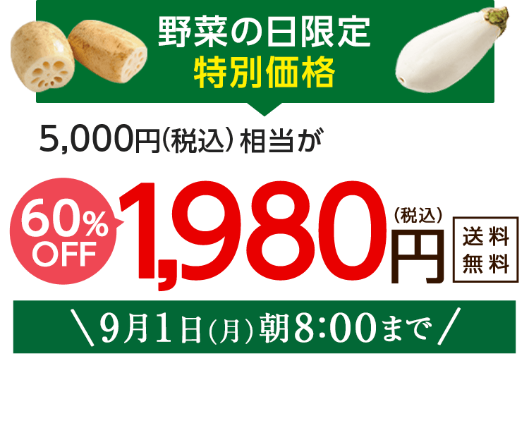 1,980円（税込）　期間限定9/1(月)8:00まで