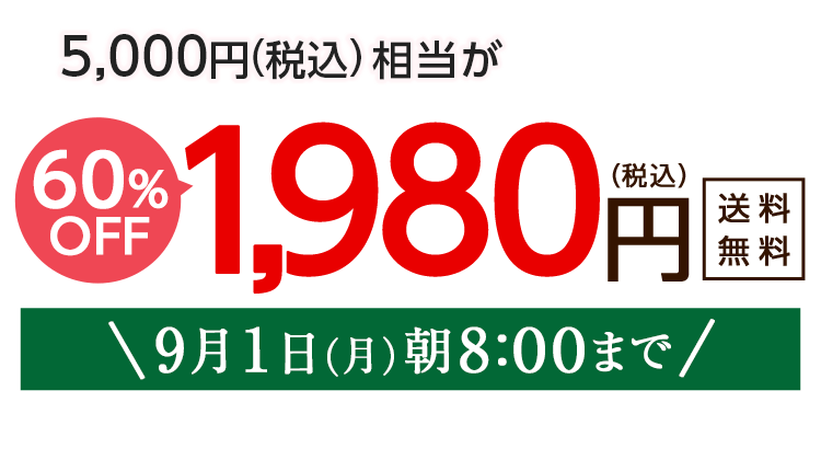 1,980円（税込）　期間限定9/1(月)8:00まで