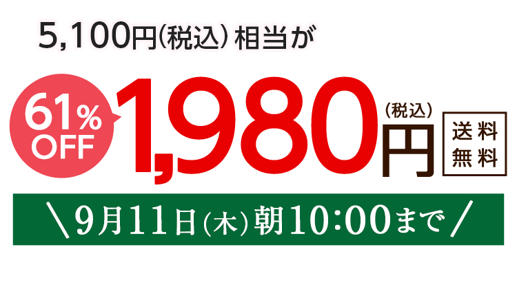 1,980円（税込）　期間限定9/11(木)10:00まで