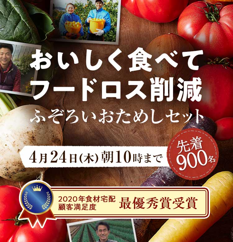 「ふぞろいだけど　ごちそう」まるごと味わうふぞろい食材　おためしセット