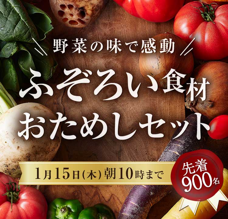 「ふぞろいだけど　ごちそう」まるごと味わうふぞろい食材　おためしセット