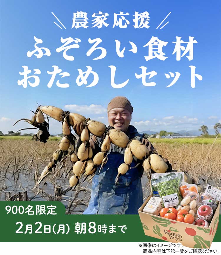「ふぞろいだけど　ごちそう」まるごと味わうふぞろい食材　おためしセット