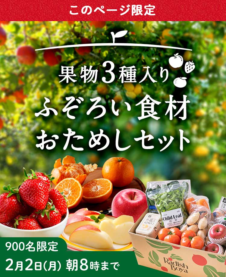 「ふぞろいだけど　ごちそう」まるごと味わうふぞろい食材　おためしセット