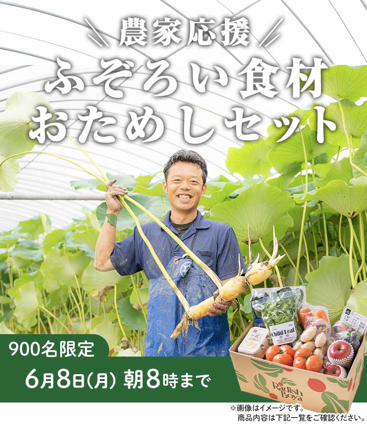 「ふぞろいだけど　ごちそう」まるごと味わうふぞろい食材　おためしセット