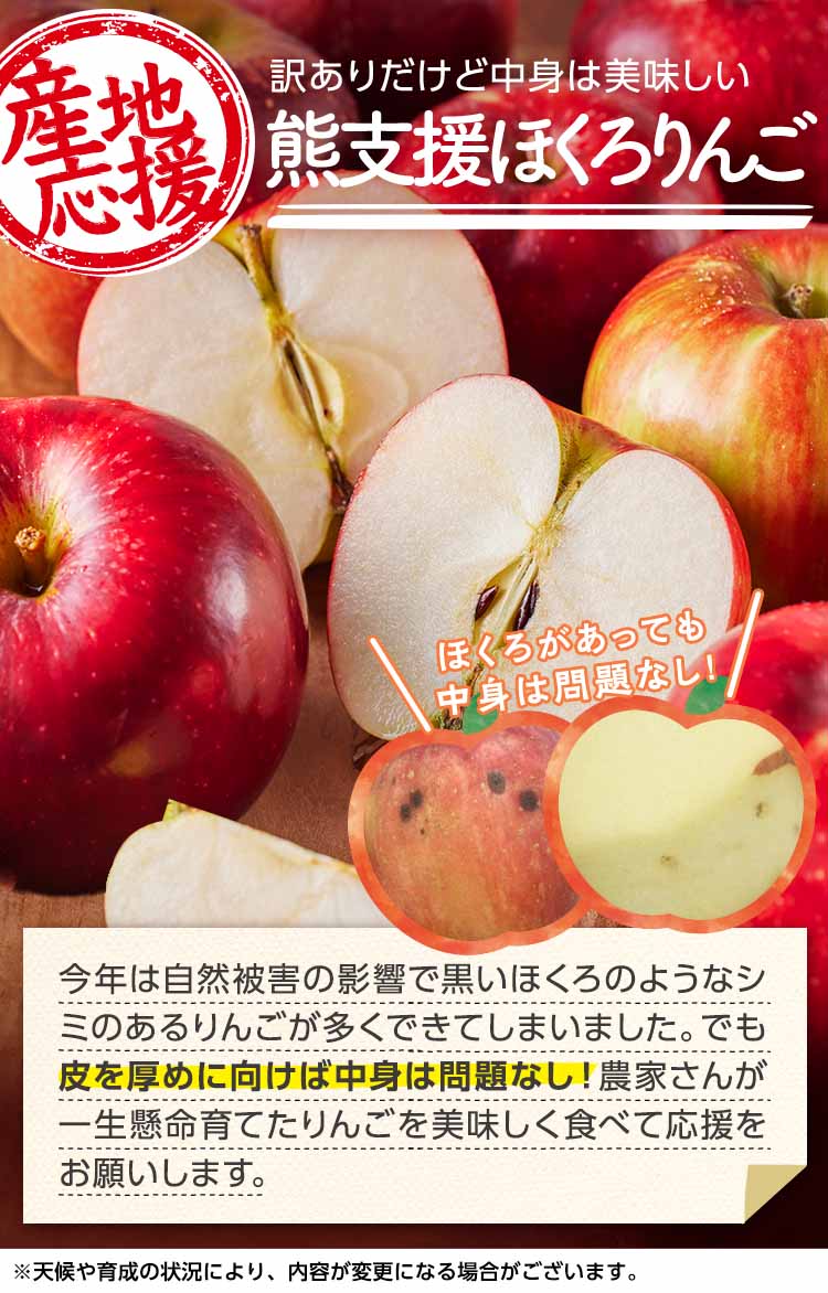 みずみずしく爽やかな甘さ 熊支援りんご