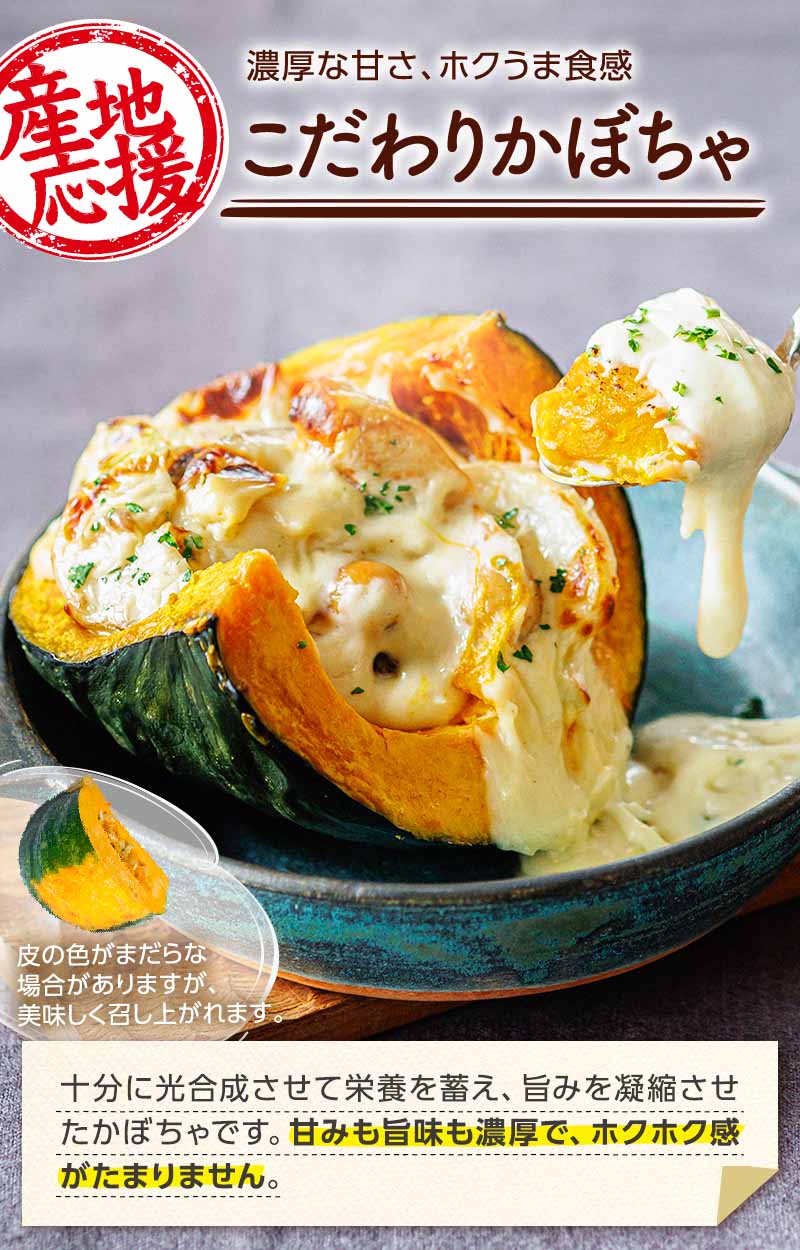 濃厚な甘さ、ホクうま食感 こだわりかぼちゃ
