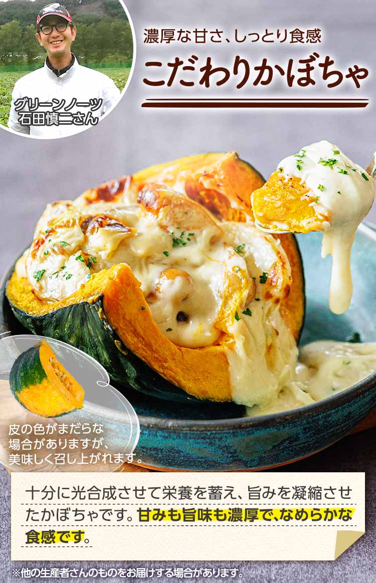 濃厚な甘さ、ホクうま食感 こだわりかぼちゃ