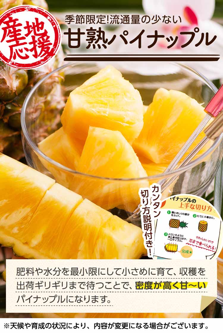 季節限定！流通量の少ない甘熟パイナップル