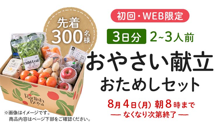 初回WEB限定 応援食材入り お野菜献立おためしセット