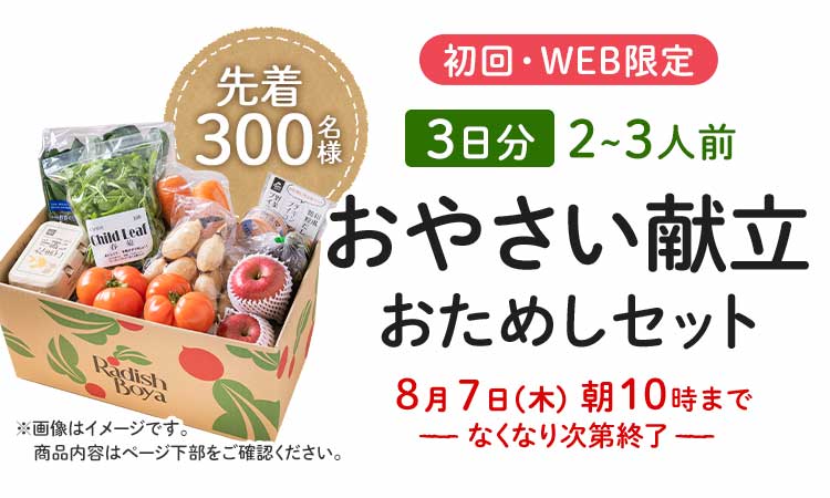 初回WEB限定 応援食材入り お野菜献立おためしセット