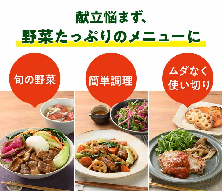 おやさい献立セットとは3日分の食材とレシピが届きます