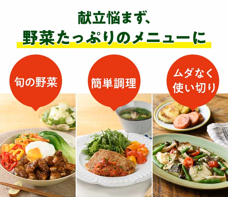 献立悩まず、野菜たっぷりのメニューに