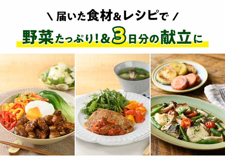 届いた食材&レシピでやさいたっぷり3日分の献立に