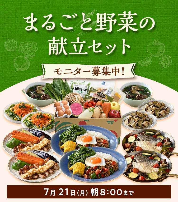 「ふぞろいだけど　ごちそう」まるごと味わうお野菜献立　おためしセット