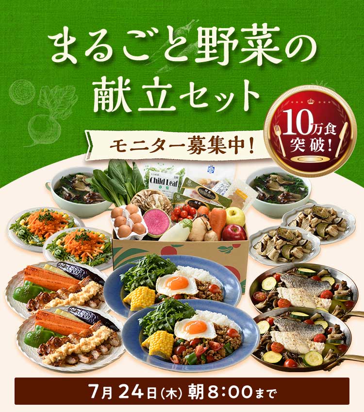 「ふぞろいだけど　ごちそう」まるごと味わうお野菜献立　おためしセット