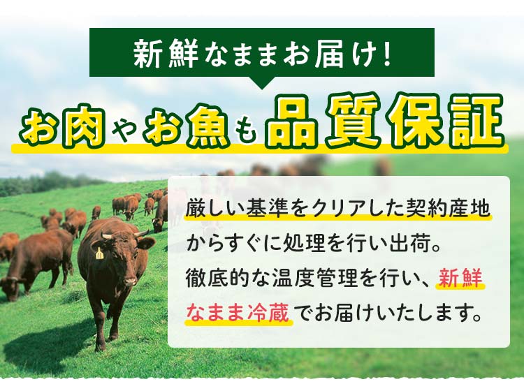 新鮮なままお届け！お肉やお魚も品質保証