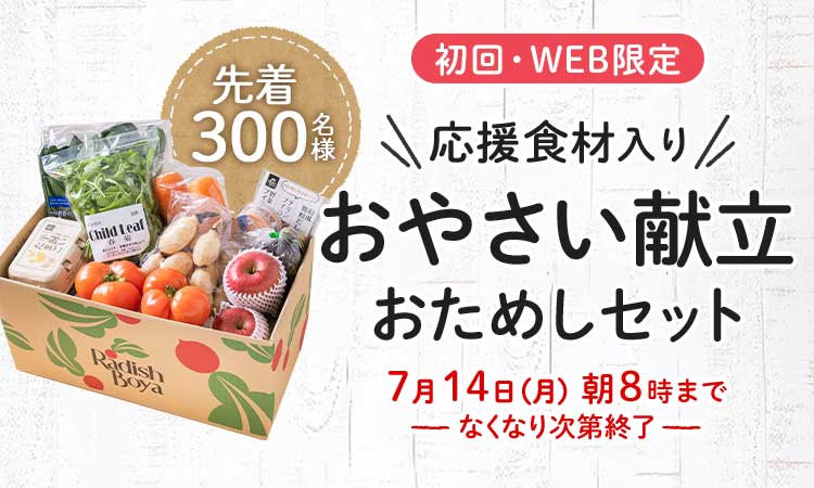 送料無料 金額返金保証 お野菜献立 おためしセット 1,980円(税込) 期間限定7/14(月)8:00まで
