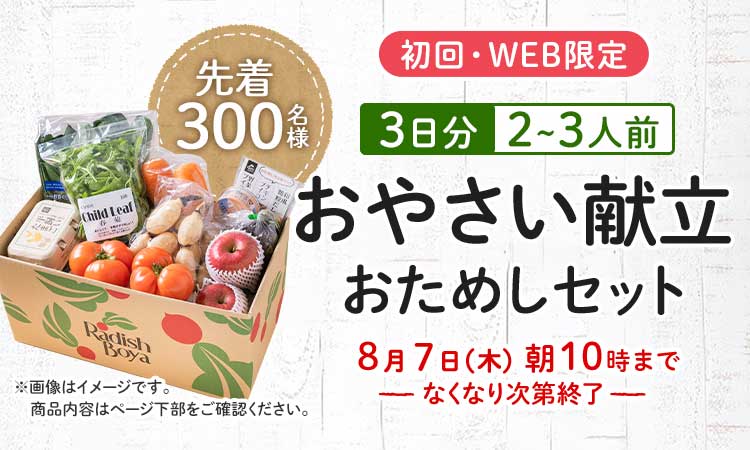 送料無料 金額返金保証 お野菜献立 おためしセット 1,980円(税込) 期間限定8/7(木)10:00まで