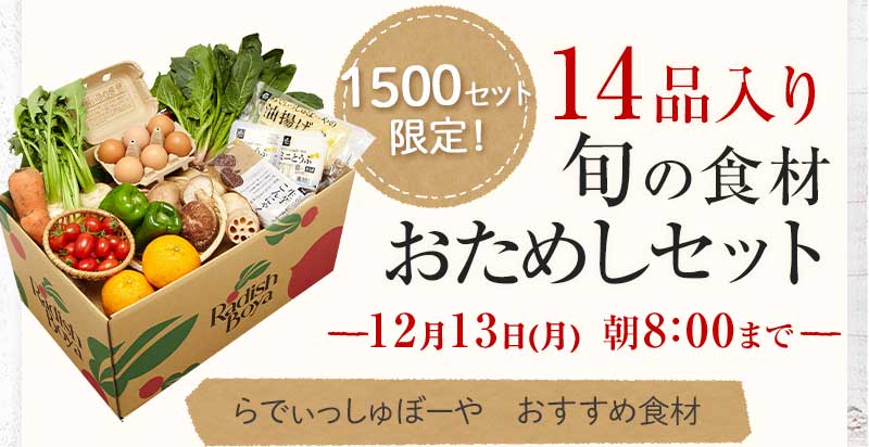 送料無料 金額返金保証　おまかせ野菜ボックス おためしセット 1,980円（税込）　期間限定12/13(月)朝8:00まで