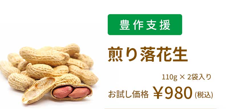 <豊作支援> 煎り落花生 100g×2袋入り
