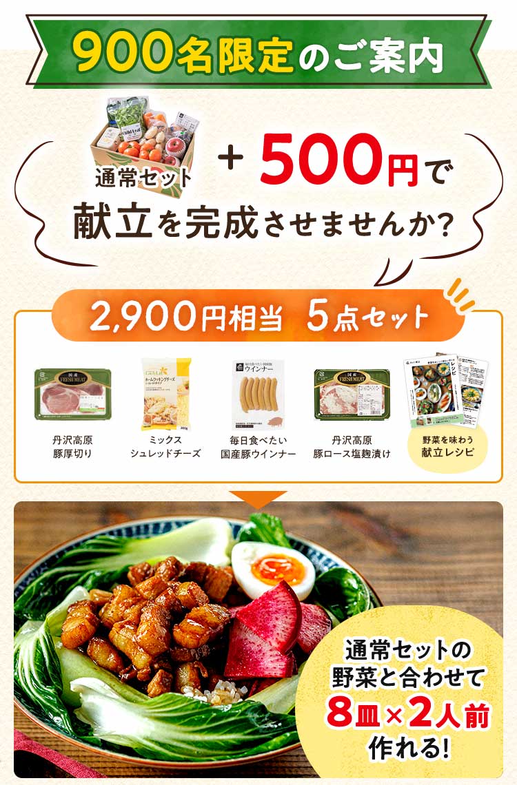 900名限定 献立を完成させませんか