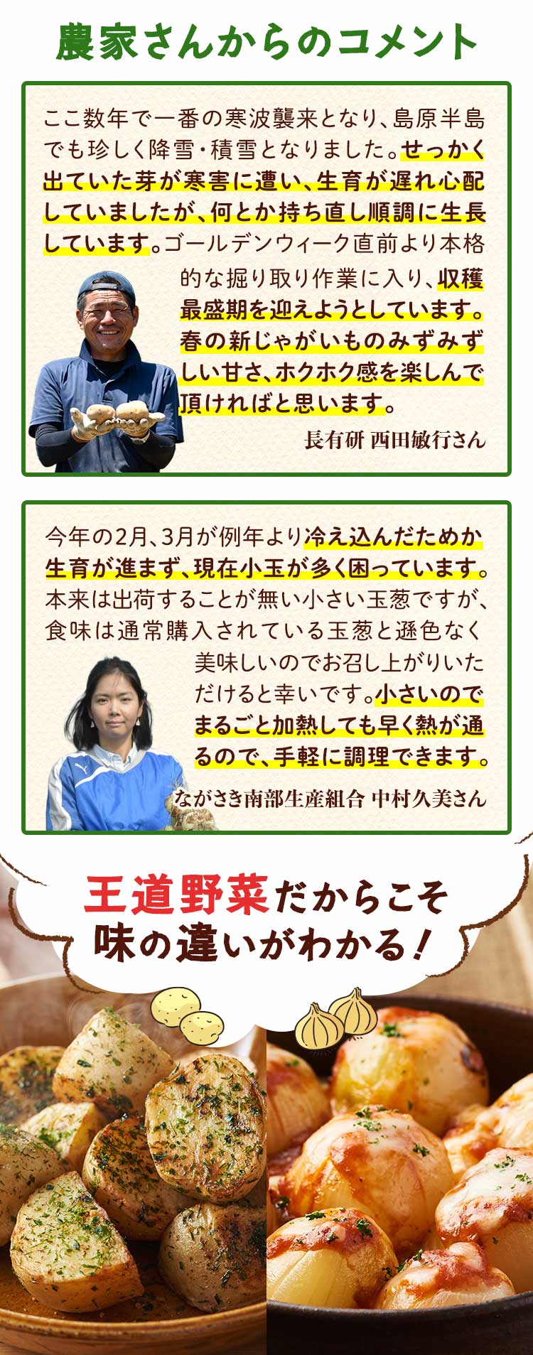 農家さんからのコメント　王道野菜だからこそ味の違いがわかる！