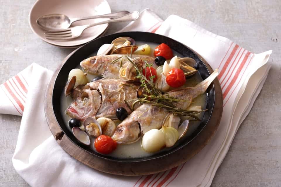 チカメキントキとイトヨリのアクアパッツァ