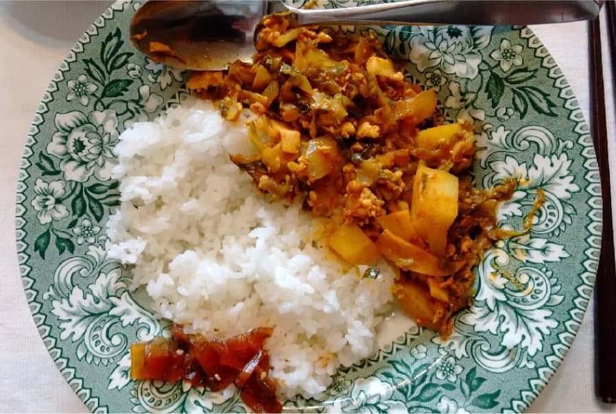 キャベツの外葉のカレー