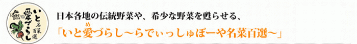 日本各地の伝統野菜や、希少な野菜を甦らせる、いと愛づらし　らでぃっしゅぼーや名菜百選