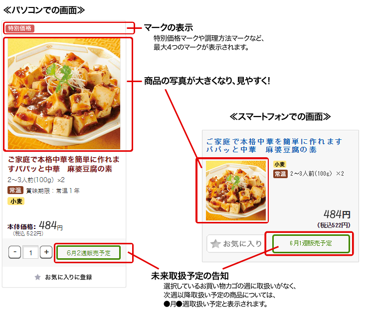 商品一覧画面の変更点