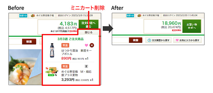 PCのミニカートがなくなりました