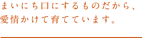 まいにち口にするものだから、愛情かけて育てています。