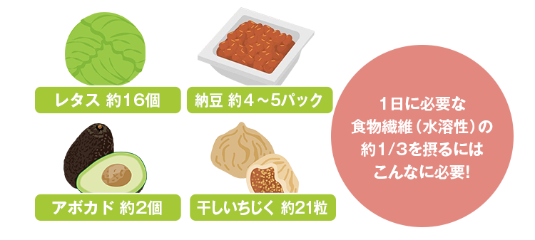 1日に必要な食物繊維（水溶性）の約1/3を摂るにはこんなに必要！