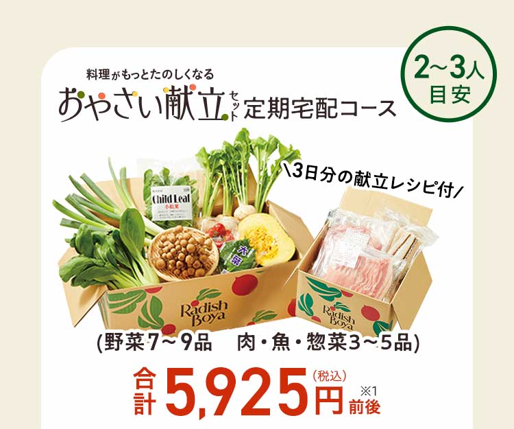 料理がもっとたのしくなるおやさい献立 定期宅配コース
